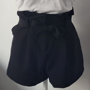 XOXO Dressy Black High Waisted Tie Waist Shorts Size M